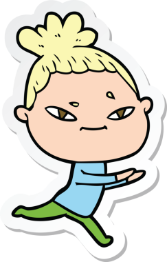 Bir insan tarafından çizilmiş bir karikatür kadının çıkartması.