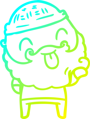 Soğuk gradyan çizgisi, sakallı bir adamın bir insan tarafından çizilmiş dili.