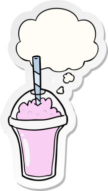 İnsan tarafından çizilmiş bir çıkartma olarak düşünce baloncuklu çizgi film smoothie