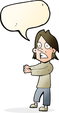 Bir insan tarafından çizilen konuşma baloncuğuyla adamı şok eden çizgi film.