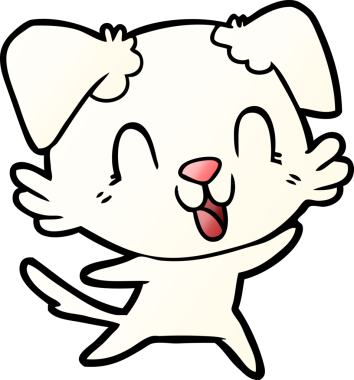 Bir insan tarafından çizilmiş gülen çizgi film köpeği.