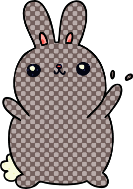 Bir insan tarafından çizilmiş tuhaf çizgi film tavşanı.