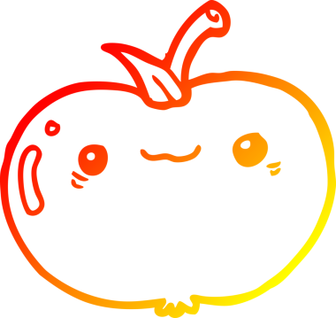 Bir insan tarafından çizilen elma çizgi romanının sıcak gradyan çizimi