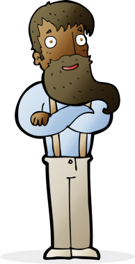 Karikatür sakallı hippi bir insan tarafından çizilmiş.