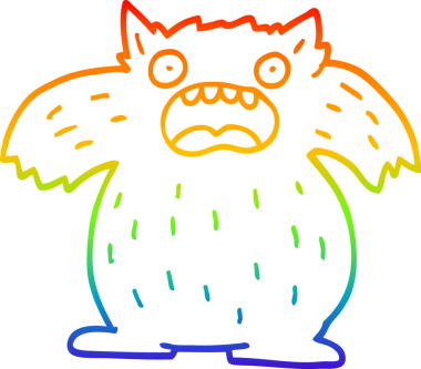 gökkuşağı gradyan çizgi çizimi bir insan tarafından çizilmiş Yeti canavarı