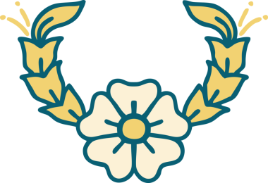 Bir insan tarafından çizilmiş dekoratif bir çiçeğin ikonik dövme şekli