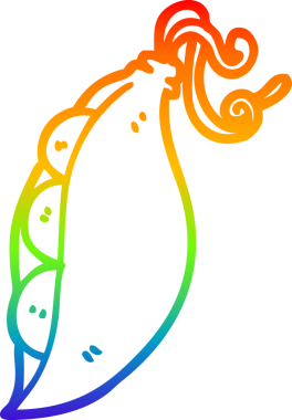 Bir insan tarafından kabuk içinde çizilmiş bir bezelyenin çizgi çizimi.