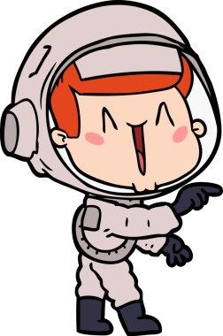 Bir insan tarafından çizilmiş mutlu astronot çizgi filmi.