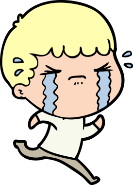 Bir insan tarafından çizilmiş ağlayan çizgi film adamı.