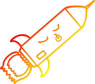 Bir insan tarafından çizilen çizgi roketin sıcak gradyan çizgisi