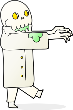 Bir insan tarafından çizilmiş serbest çizim bir zombi çizgi filmi.