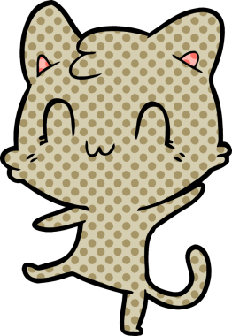 Bir insan tarafından çizilmiş mutlu bir kedi.