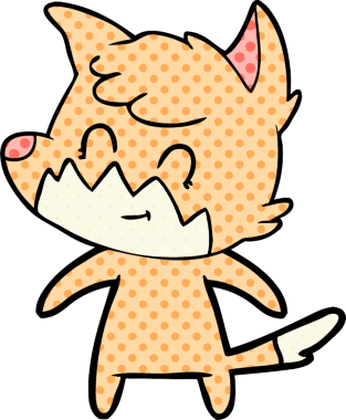 Bir insan tarafından çizilmiş çizgi film dostu tilki.