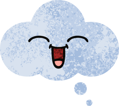 Bir insan tarafından çizilen düşünce baloncuğunun retro çizim tarzı karikatürü