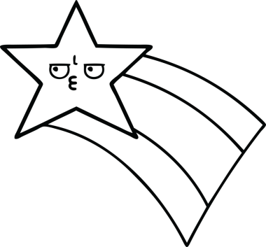 Bir insan tarafından çizilmiş kayan gökkuşağı yıldızının çizgi çizimi