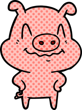 Bir insan tarafından çizilmiş sinirli çizgi film domuzu.