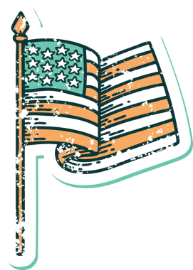 Bir insan tarafından çizilmiş Amerikan bayrağının sembolik dövmeli resmi.