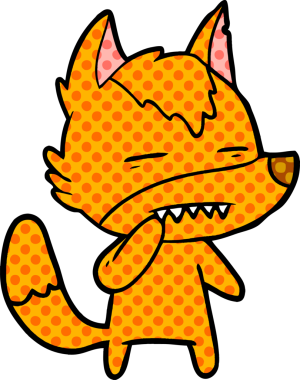 Bir insan tarafından çizilmiş tilki çizgi film karakteri