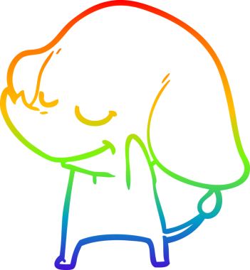 Bir insan tarafından çizilmiş gülümseyen bir filin çizgi çizimi.