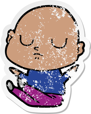 Bir insan tarafından çizilmiş kel bir adamın sıkıntılı çıkartması.