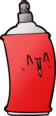 Bir insan tarafından çizilmiş mutlu bir sprey kutusu.