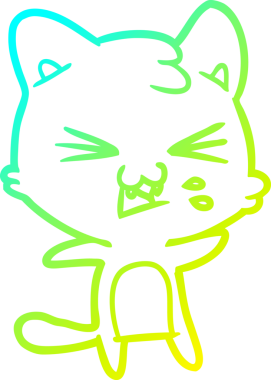 Bir insan tarafından çizilen çizgi film kedisinin soğuk gradyan çizimi