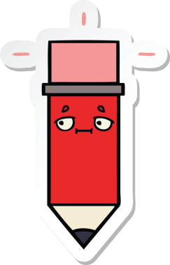 Bir insan tarafından çizilmiş şirin bir karikatür kalemi çıkartması.