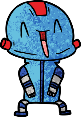 Bir insan tarafından çizilmiş çizgi film robotu