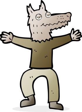 Bir insan tarafından çizilmiş bir kurt adam.