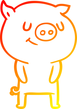 Bir insan tarafından çizilmiş mutlu çizgi film domuzu çizimi.