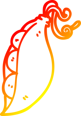 Bir insan tarafından kabuk içinde çizilmiş bir bezelyenin sıcak çizgi çizimi