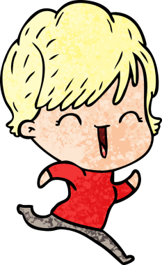 Bir insan tarafından çizilmiş gülen kadın çizgi filmi.