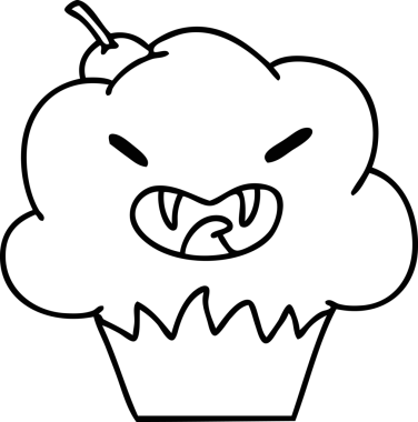 Bir insan tarafından çizilmiş ürkütücü cadılar bayramı vampir kekinin çizgi karalaması.