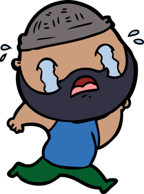 Çizgi film sakallı adam bir insan tarafından çizilmiş ağlıyor.