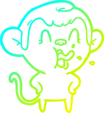 Bir insan tarafından çizilmiş çılgın bir çizgi film maymunu çizimi