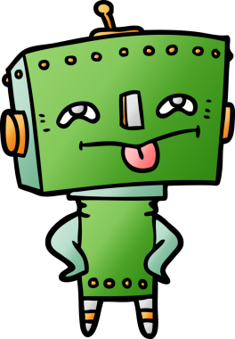 Bir insan tarafından çizilmiş çizgi film robotu