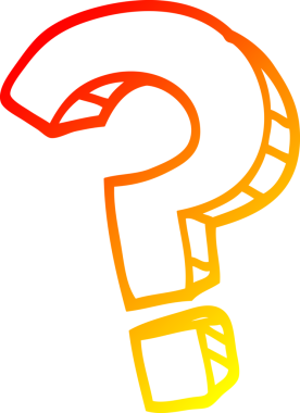 Bir insan tarafından çizilmiş bir çizgi film soru işaretinin sıcak gradyan çizgisi