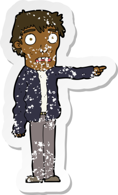 Bir insan tarafından çizilmiş korku dolu bir çizgi filmin gerilimli çıkartması.