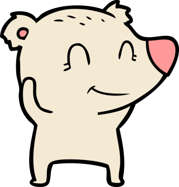 Bir insan tarafından çizilmiş gülümseyen kutup ayısı çizgi filmi