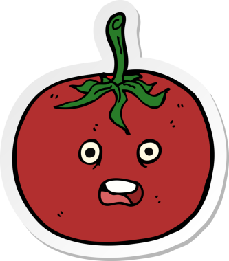 Bir insan tarafından çizilmiş bir domates etiketi.