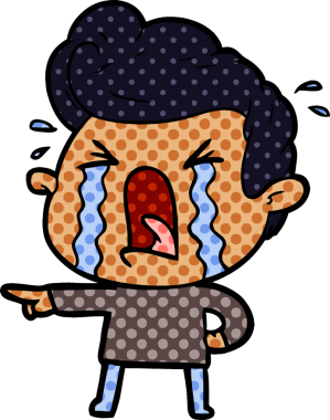 Bir insan tarafından çizilmiş ağlayan bir karikatür.