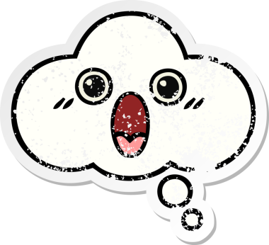 Bir insan tarafından çizilmiş tatlı bir çizgi film düşünce balonunun sıkıntılı çıkartması.