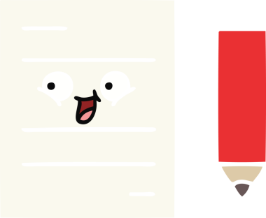 Bir insan tarafından çizilmiş bir test kağıdının düz renk retro karikatürü