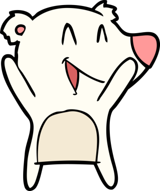 Bir insan tarafından çizilmiş gülen kutup ayısı çizgi filmi.