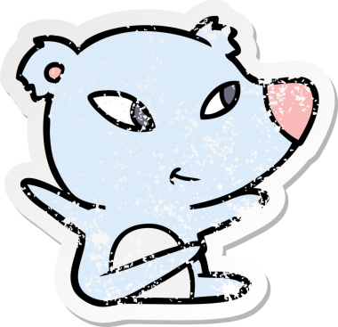 Bir insan tarafından çizilmiş şirin bir ayının sıkıntılı çıkartması.