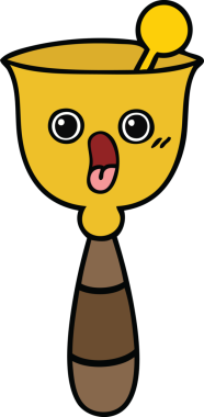 Bir insan tarafından çizilmiş sevimli bir okul çanı karikatürü.