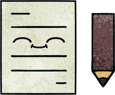 Bir insan tarafından çizilmiş bir test kağıdının retro grunge desen karikatürü