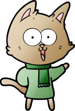 Bir insan tarafından çizilmiş komik çizgi film kedisi.