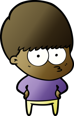 Bir insan tarafından çizilmiş sinirli çizgi film çocuğu.