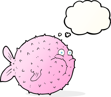 Bir insan tarafından çizilmiş baloncuklu balon balığı.